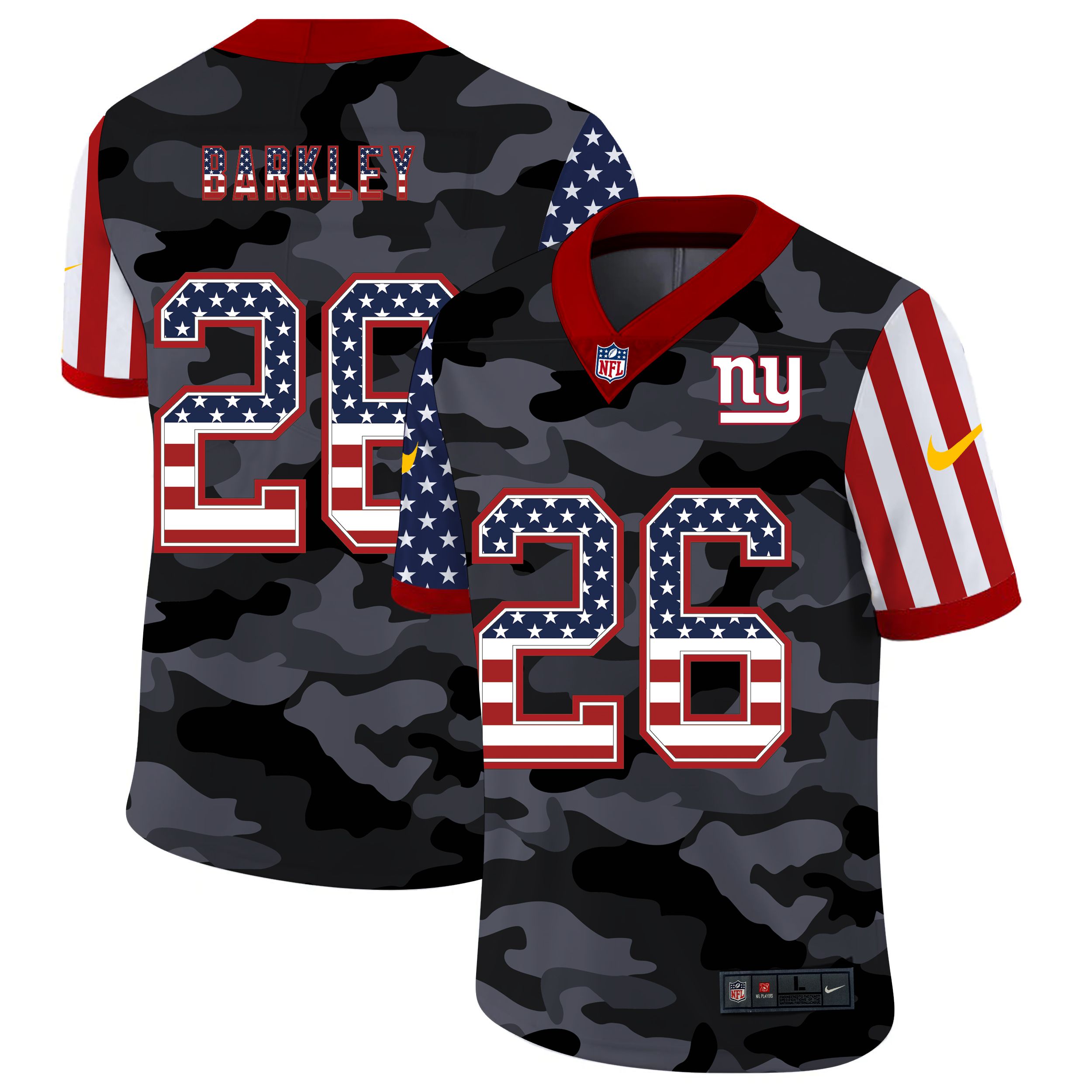 Men New York Giants #26 Barkley 2020 Nike USA Camo Salute to Service Limited NFL Jerseys->new york giants->NFL Jersey